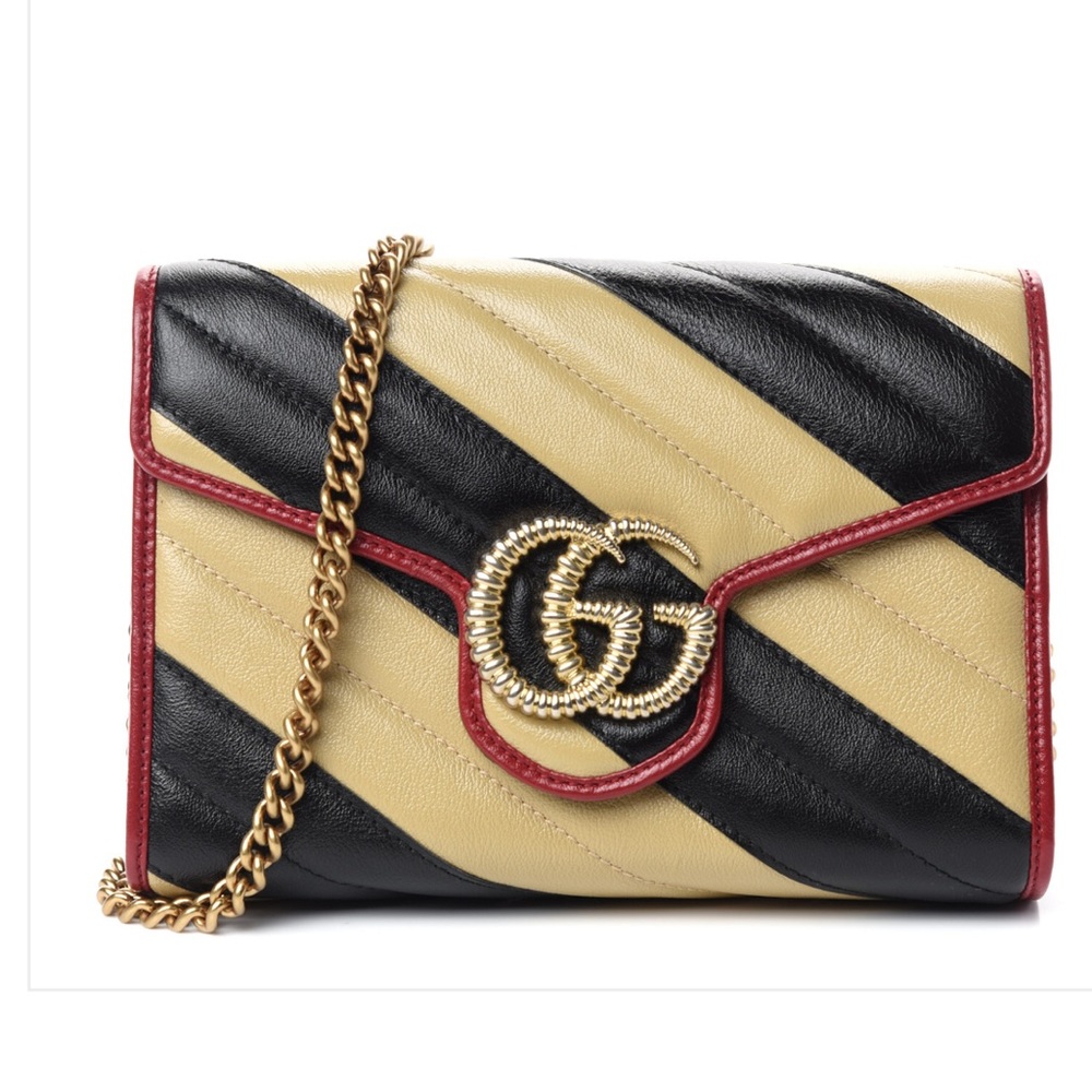 GUCCI Calfskin Matelasse Marmont Chain Wallet